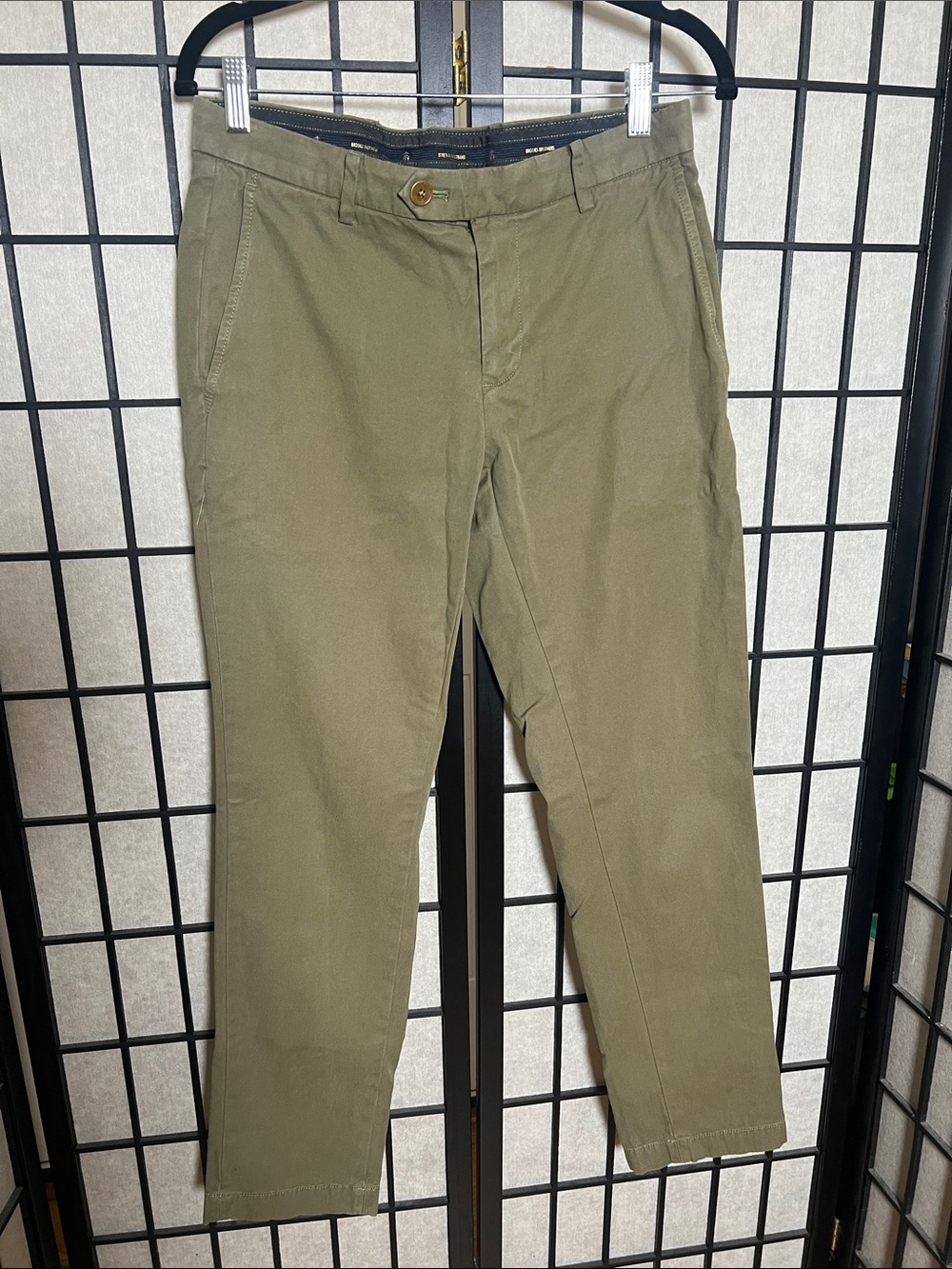 Brooks Bothers Men's Olive Green Casual Chino Stretch Waistband
